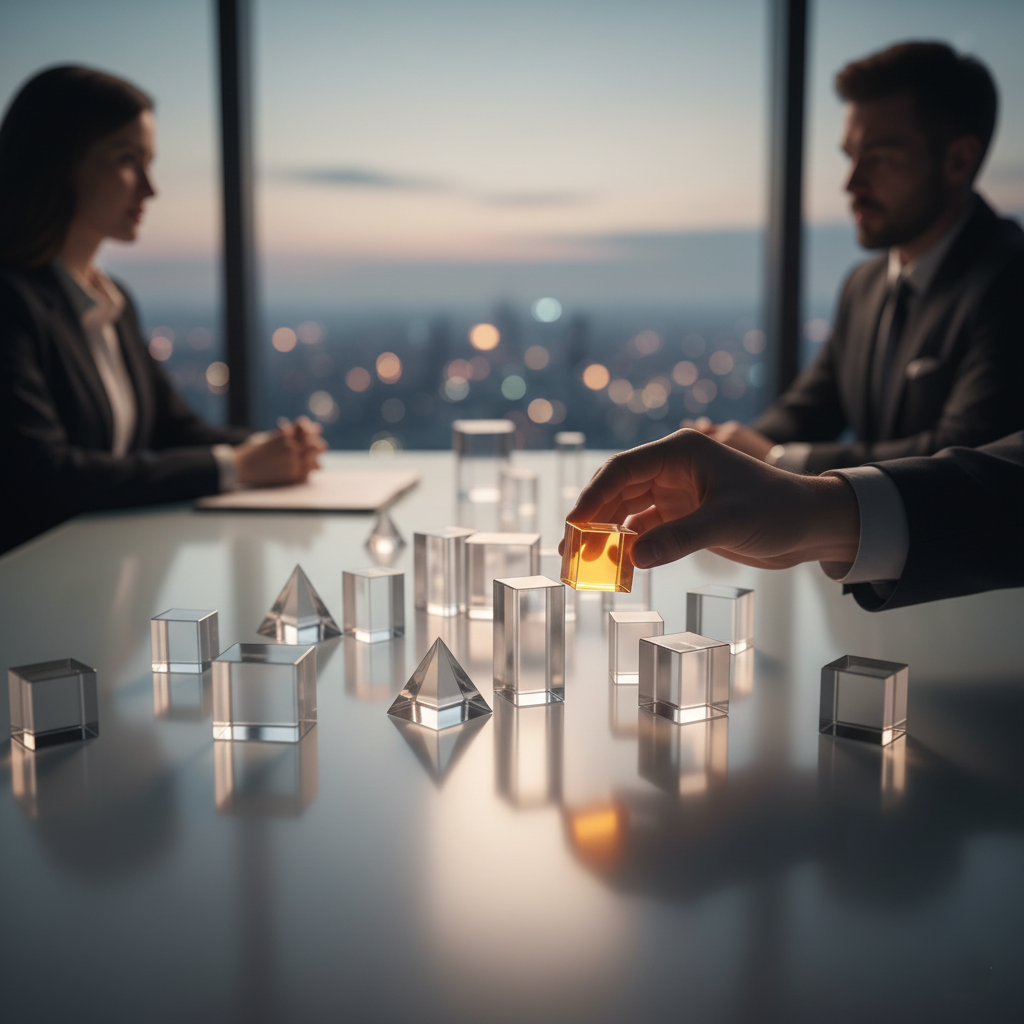 A financial advisor and client reviewing a structured 5-step financial plan on a desk.